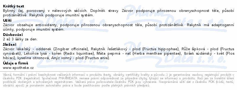 Apotheke Zázvorový čaj s rakytníkem 20x2g