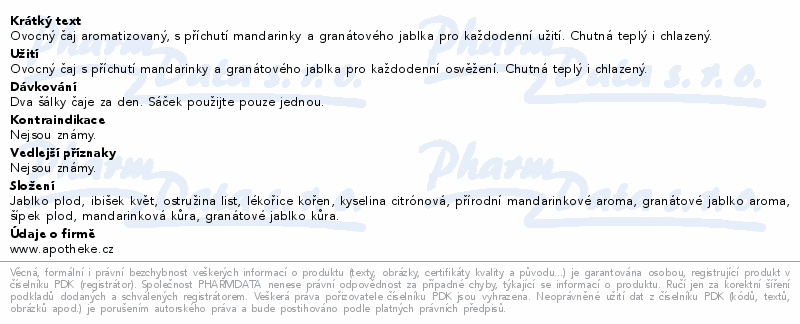 Apotheke Mandarinka a granátové jablko čaj 20x2g