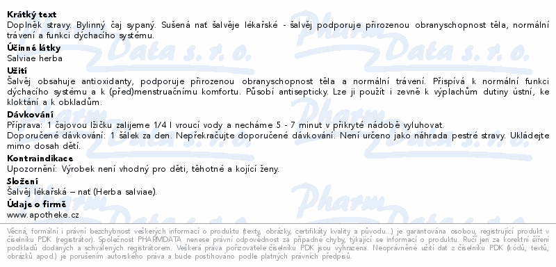 Apotheke Šalvěj lékařská - nať sypaný čaj 50g