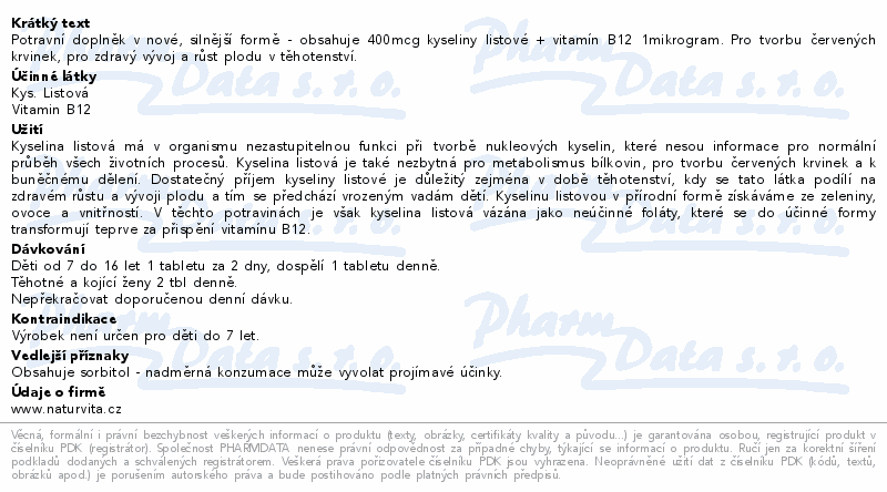 Naturvita Kyselina listová forte 60tbl