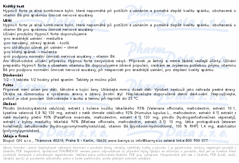 Barny´s Hypnox forte 20tbl