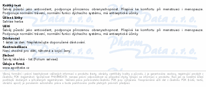 Apotheke Šalvěj lékařská čaj 20x2g