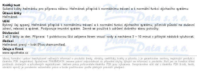 Apotheke Heřmánek pravý-květ sypaný čaj 65g