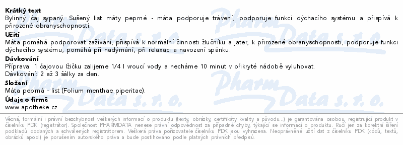 Apotheke Máta peprná - list sypaný čaj 75g
