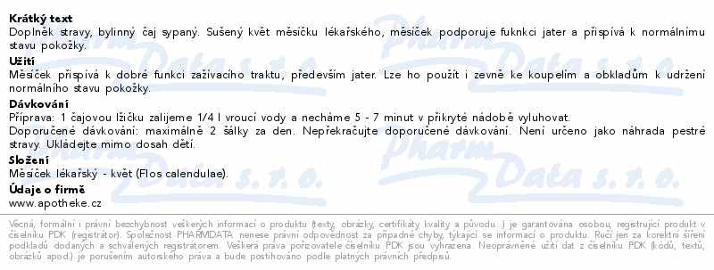Apotheke Měsíček lékařský - květ sypaný čaj 50g