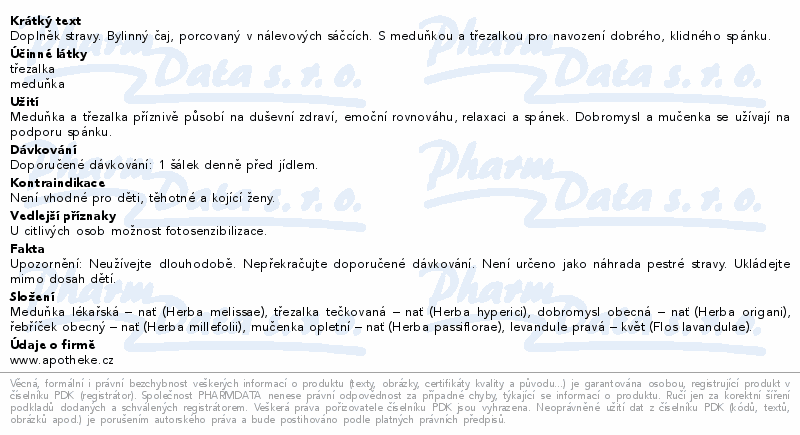 Apotheke Na dobrý spánek s třezalkou 20x1.5g