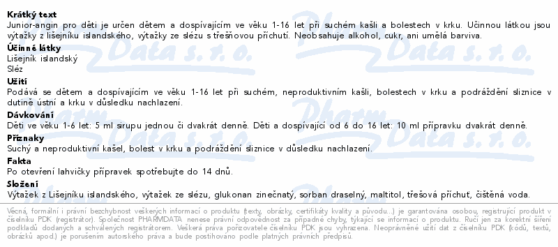 Junior-angin sirup pro děti 100ml