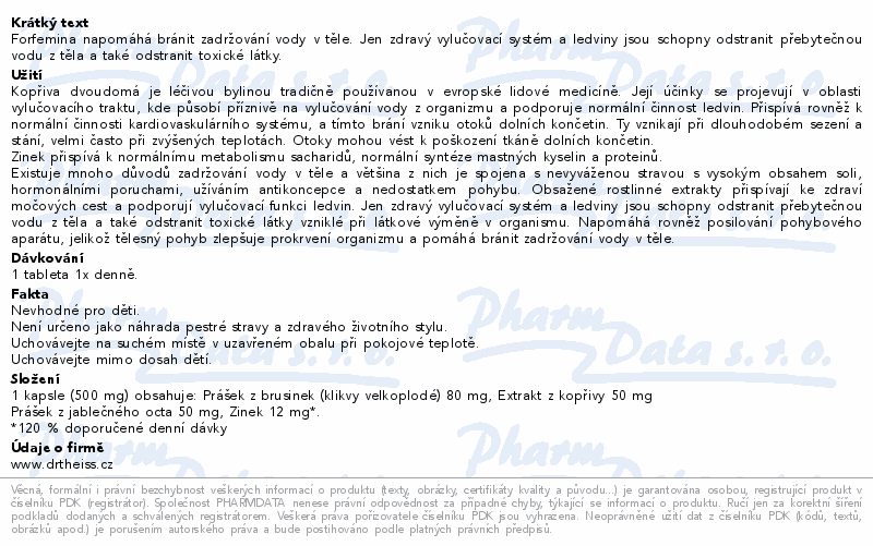 Forfemina přípravek na odvodnění těla 30tbl