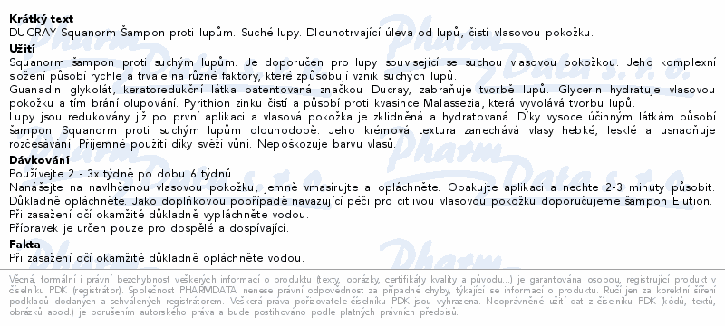 DUCRAY Squanorm Šampon-suché lupy 200ml