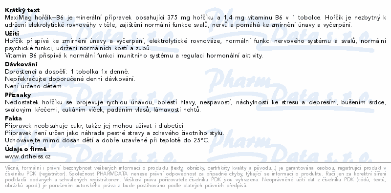 MaxiMag Hořčík 375mg+B6 50+20 tobolek
