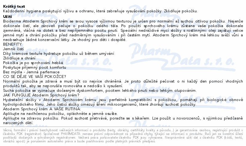 BIODERMA Atoderm sprchový krém 1 l
