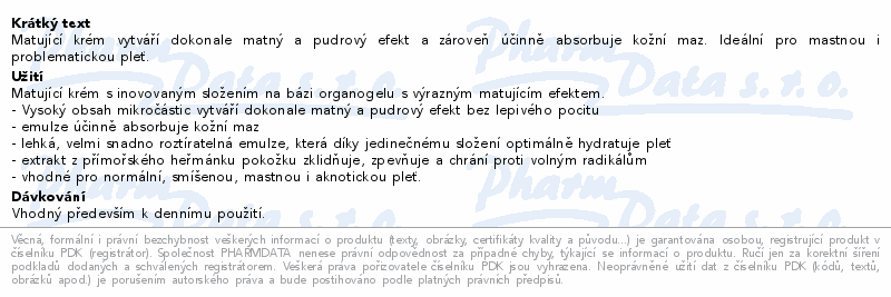 RYOR Matující krém s pudrovým efektem 50ml