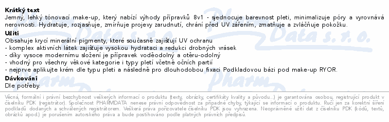 RYOR Rozjasňující make-up 8v1 MEDIUM 30ml