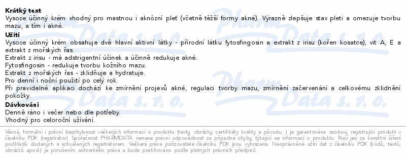 RYOR Aknestop Krém s fytosfingosinem a irisem 50ml