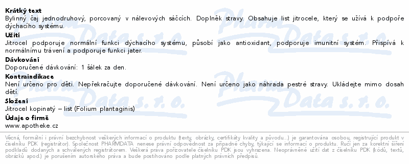 Apotheke Jitrocel čaj 20x1.5g
