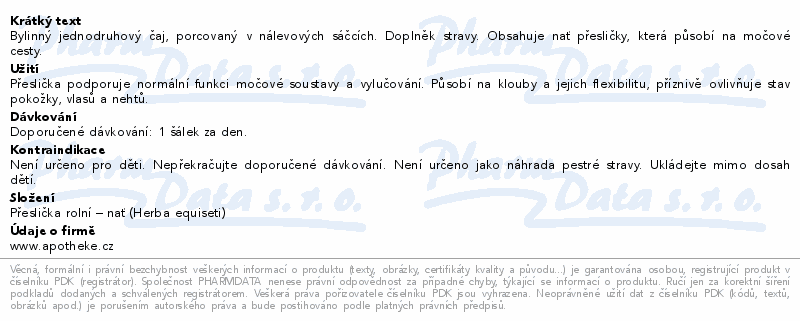 Apotheke Přeslička čaj 20x1.5g