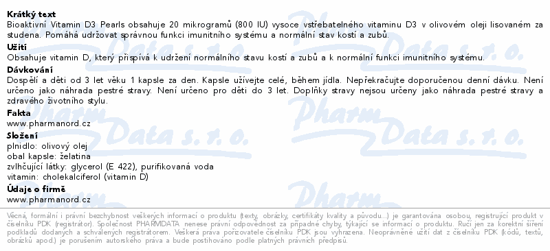 Bioaktivní Vitamin D3 D Pearls cps.80