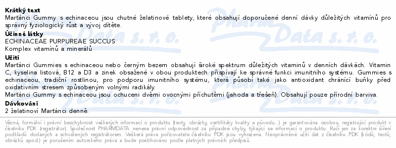Walmark Marťánci gummy echinacea 20mg 50ks
