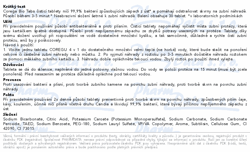 Corega Bio Tabs čisticí tablety 30ks