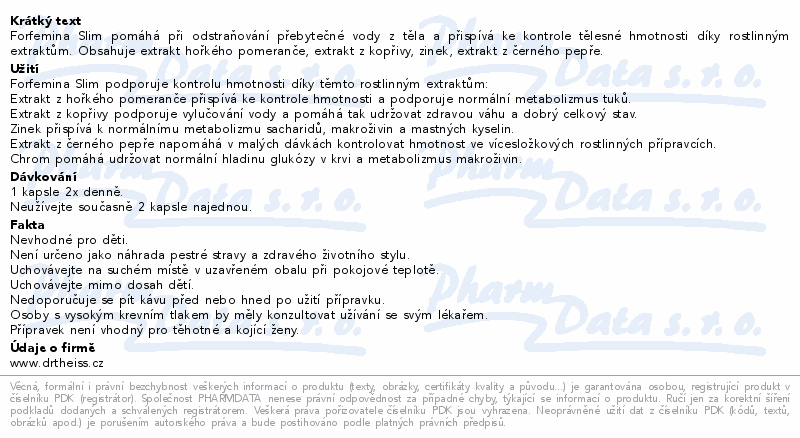 Forfemina Slim odvodnění těla 60 kapslí