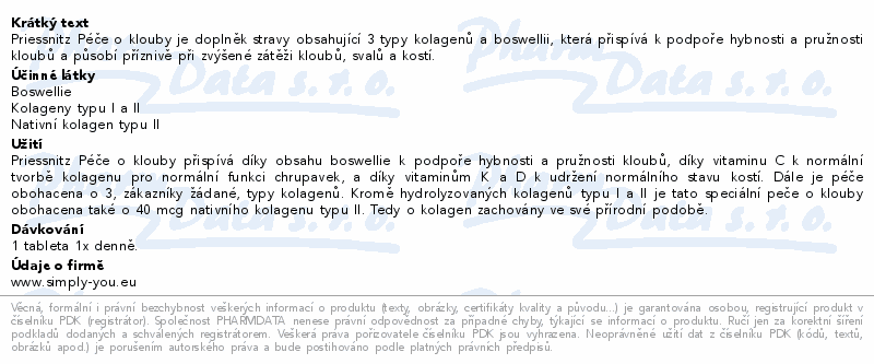 Priessnitz Kolag+Boswellie péče o klouby tbl.90+30