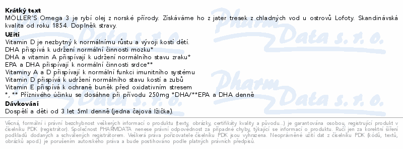 Mollers Omega 3 Ovocná příchuť 250ml