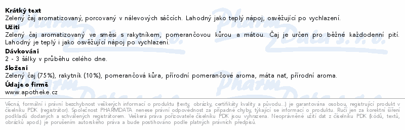 Apotheke Zelený čaj s rakytníkem 20x2g