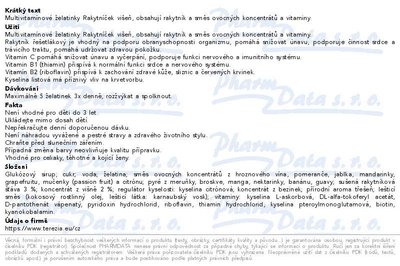 Rakytníček multivit.želatinky s rakyt.Višeň 70ks