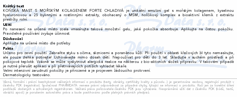 Koňská mast s kolagenem chladivá 200ml