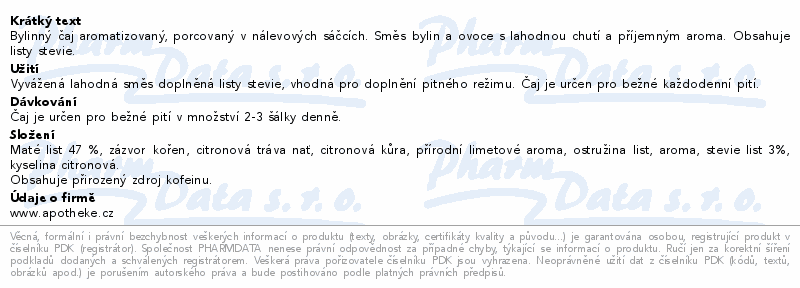 Apotheke Maté se zázvorem a limetkou stevie 20x2g