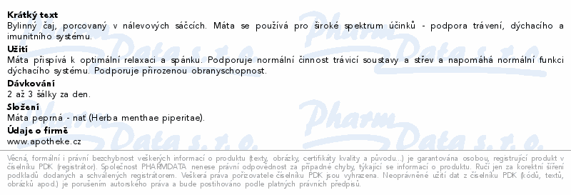 Apotheke Máta peprná čaj 20x1.5g