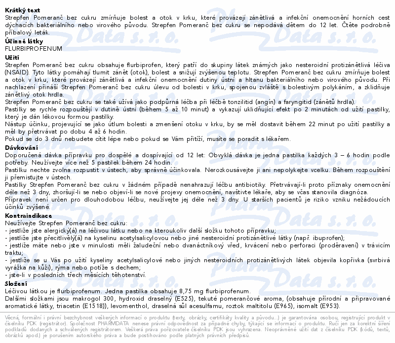 STREPFEN POMERANČ BEZ CUKRU 24 PASTILEK