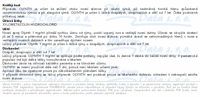 OLYNTH 1MG/ML NOSNÍ SPREJ 10ML