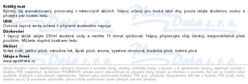 Apotheke Cooltea Brusinka s malinou čaj 20x2g