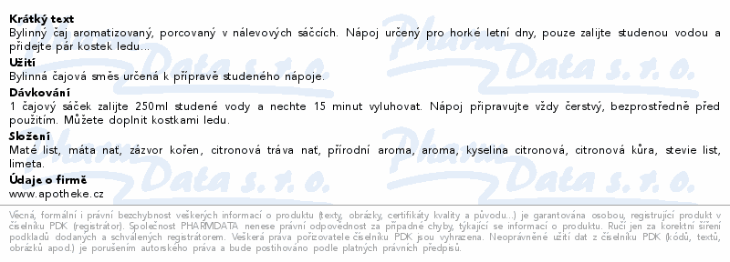 Apotheke Cooltea maté s limetkou a mátou čaj 20x2g