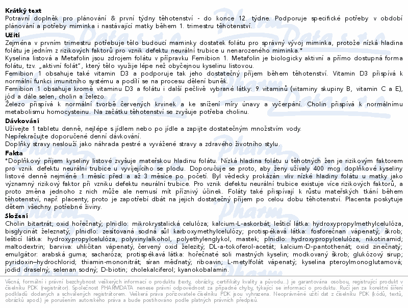Femibion 1 Plánování a 1.trimestr tbl.28