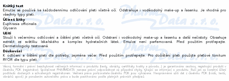 RYOR Dvoufázová odličovací emulze 300 ml