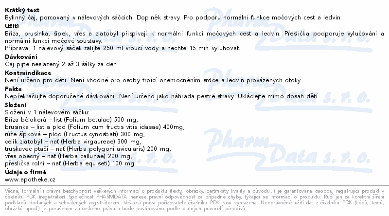 Apotheke Urologický čaj s brusinkou 20x1.5g