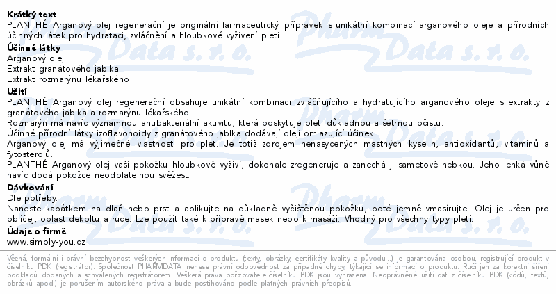 PLANTHÉ Arganový olej regenerační 50 ml