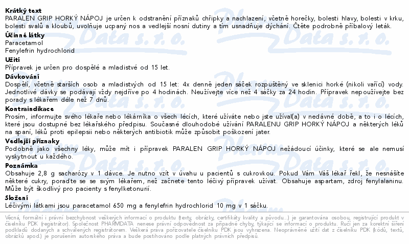Paralen Grip horký nápoj citron 12 sáčků