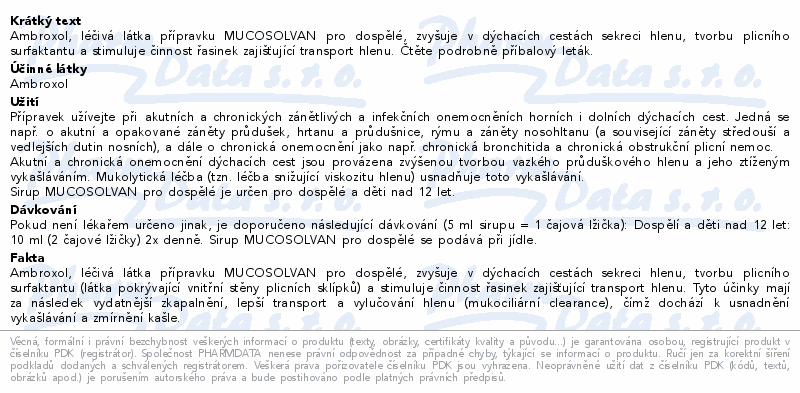 MUCOSOLVAN PRO DOSP�L� SIRUP 100ML