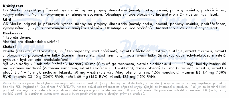 GS Merilin original TBL. 60 ČR/SK