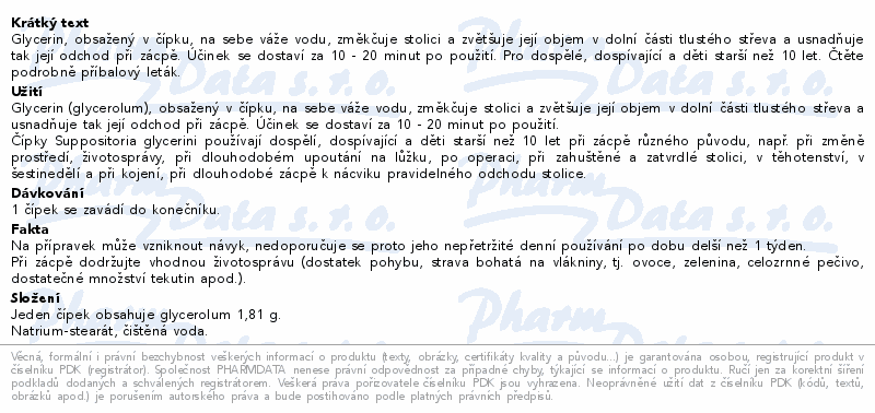 SUPPOSITORIA GLYCERINI IPSEN 10ČÍPKŮ