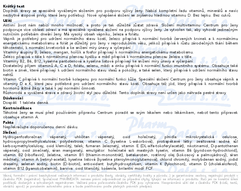Multivitamin Centrum AZ pro ženy 30tbl
