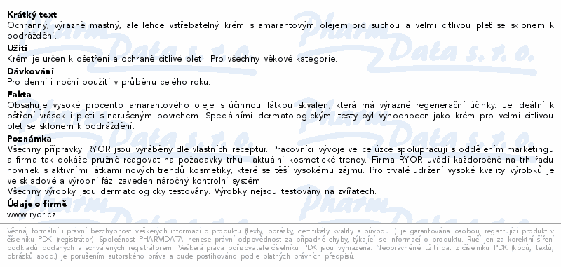 RYOR Ryamar krém s Amarantem 50g