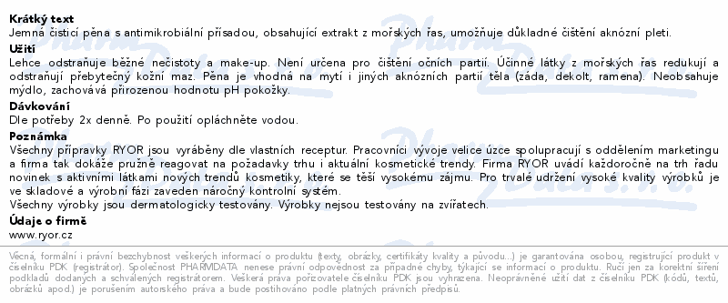 RYOR Aknestop čist.pěna s mořs.řas.probl.pleť150ml