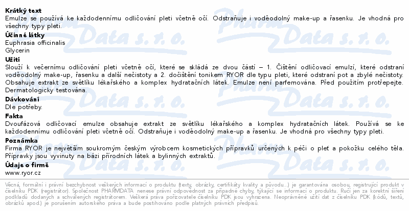 RYOR dvoufázová odličovací emulze 150ml