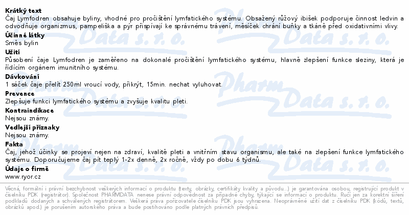 RYOR Lymfodren bylinný čaj 20x1.5g