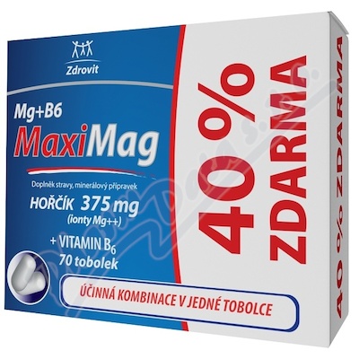 MaxiMag Hořčík 375mg+B6 50+20 tobolek