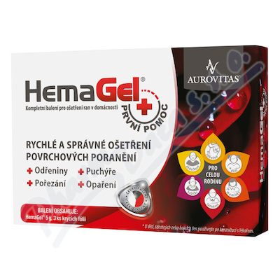 Hemagel PRVNÍ POMOC 5g+3ks krycí fólie